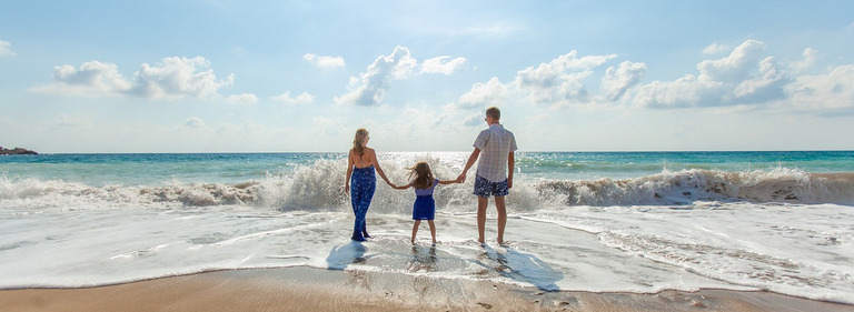 Family at beach